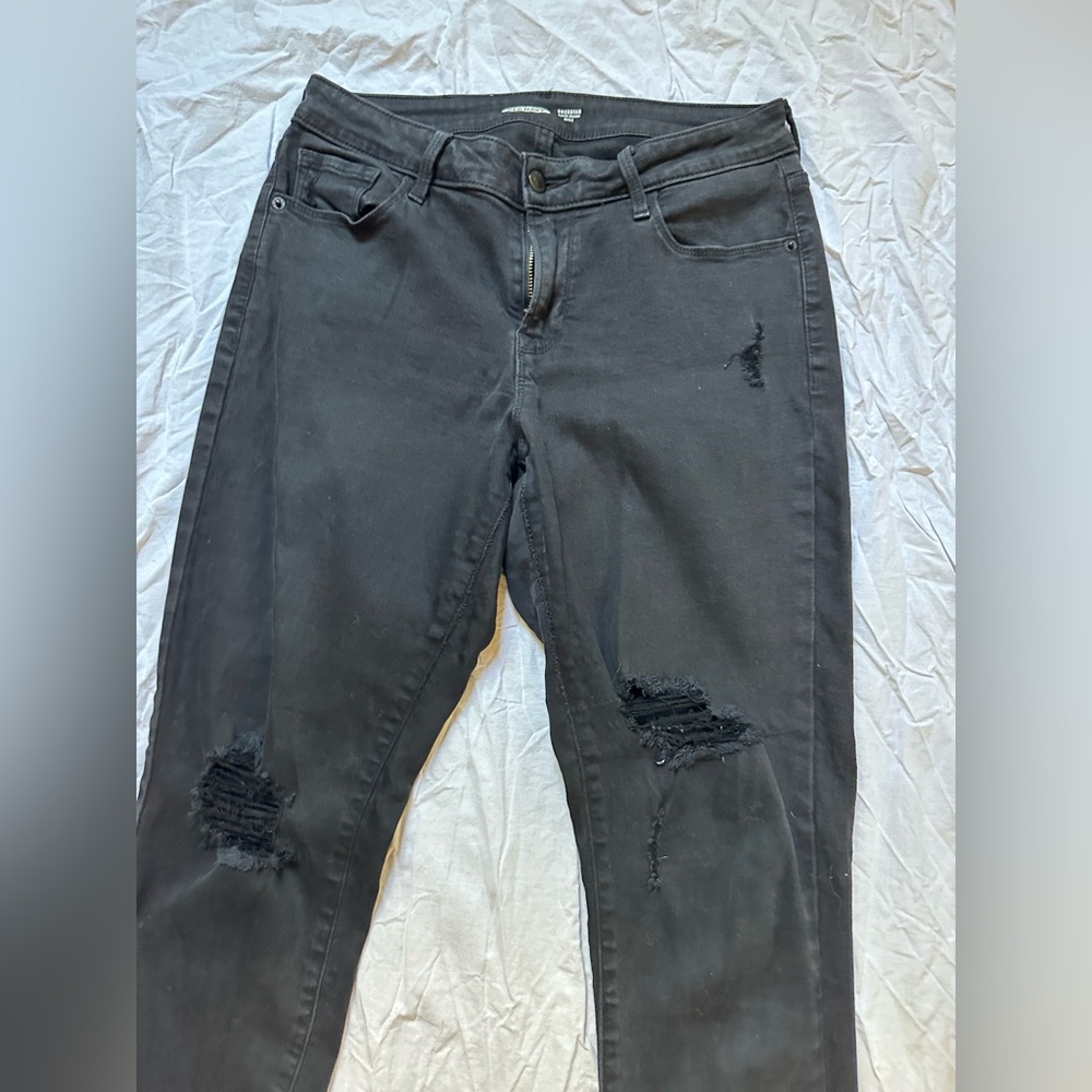 Old Navy Black Distressed Skinny Jeans
